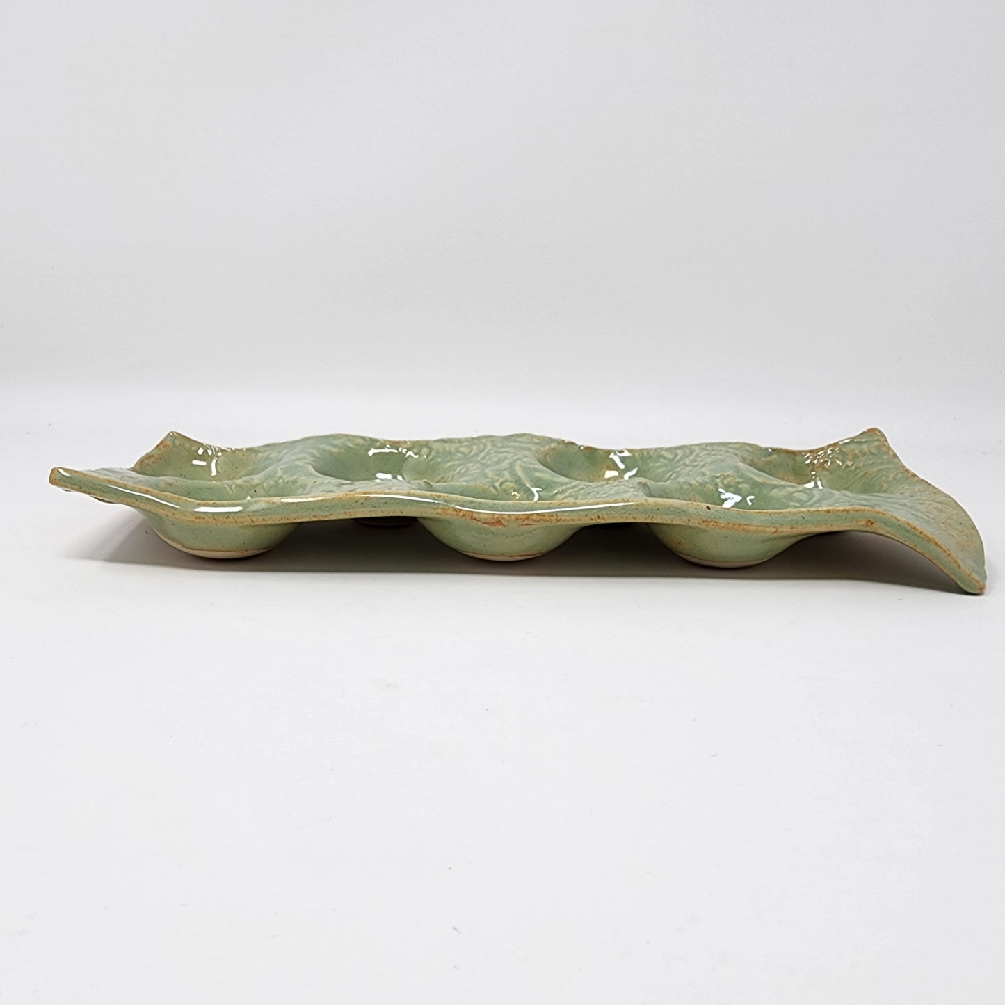 Green 7 Egg Serving Platter