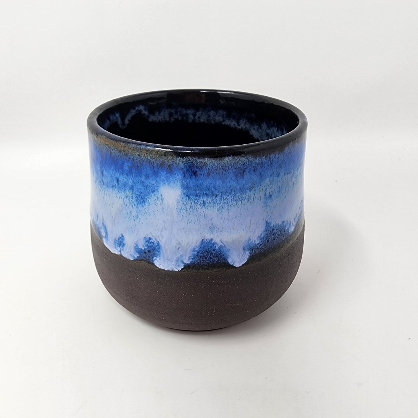 Blue and White Rimmed Glazed Tumbler
