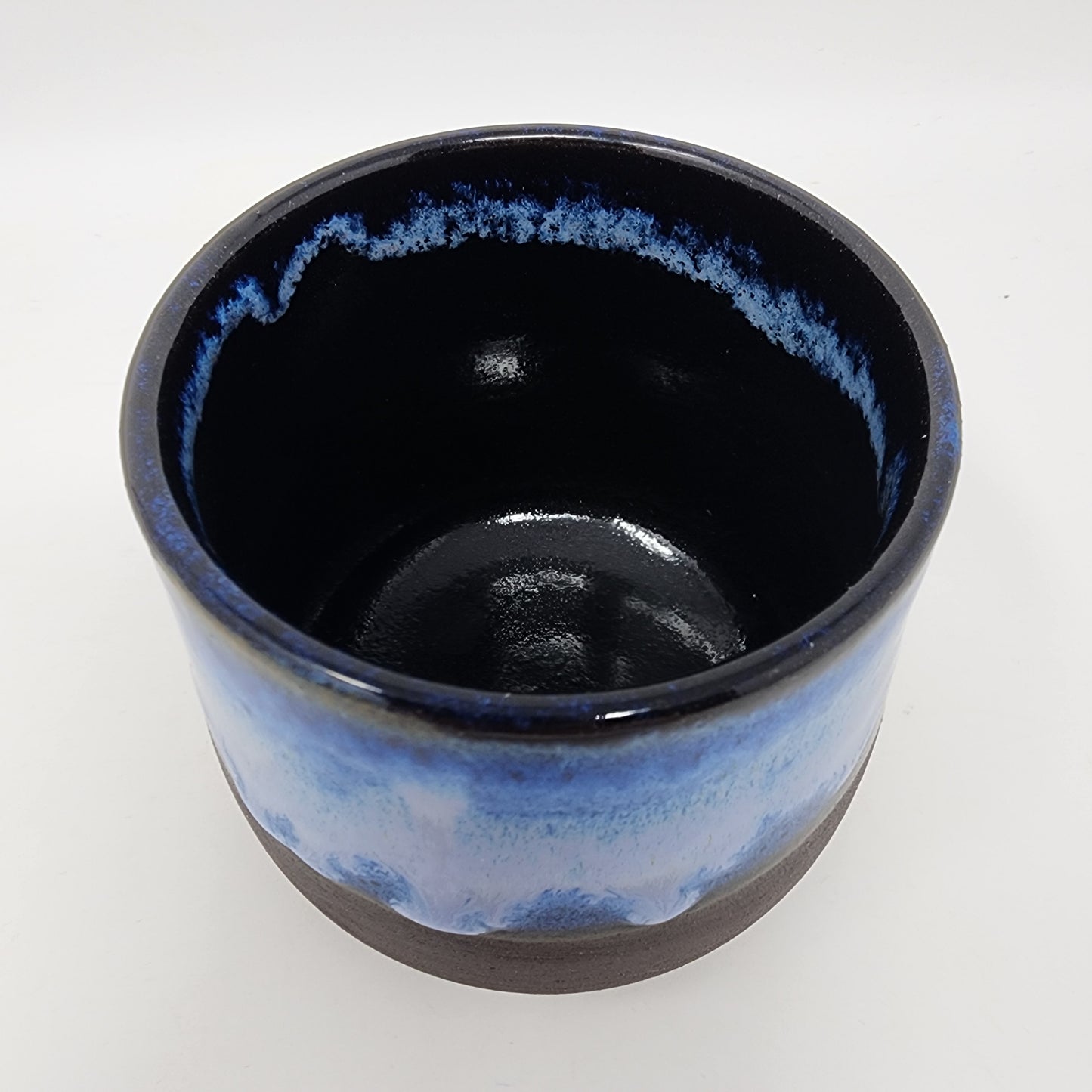 Blue and White Rimmed Glazed Tumbler