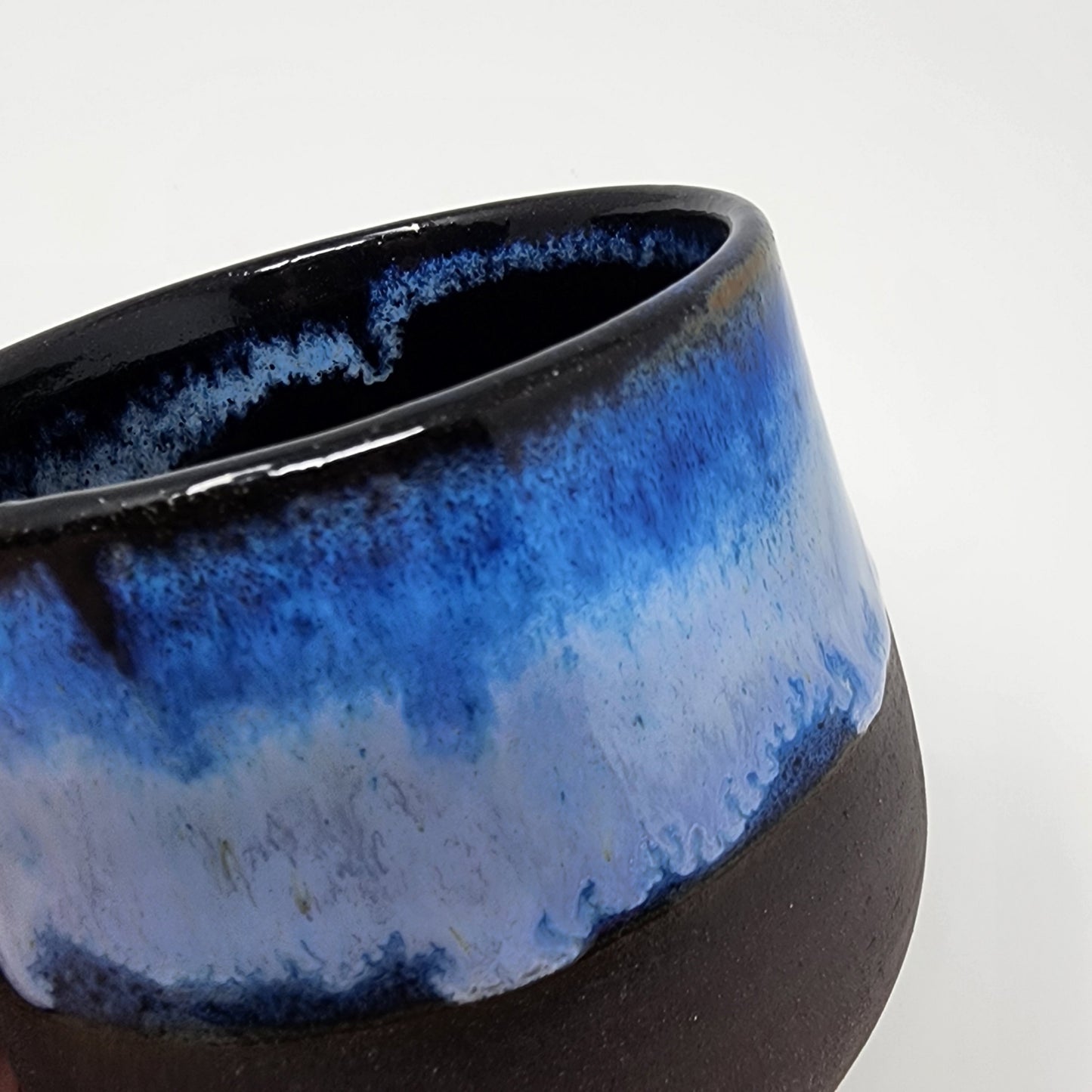 Blue and White Rimmed Glazed Tumbler