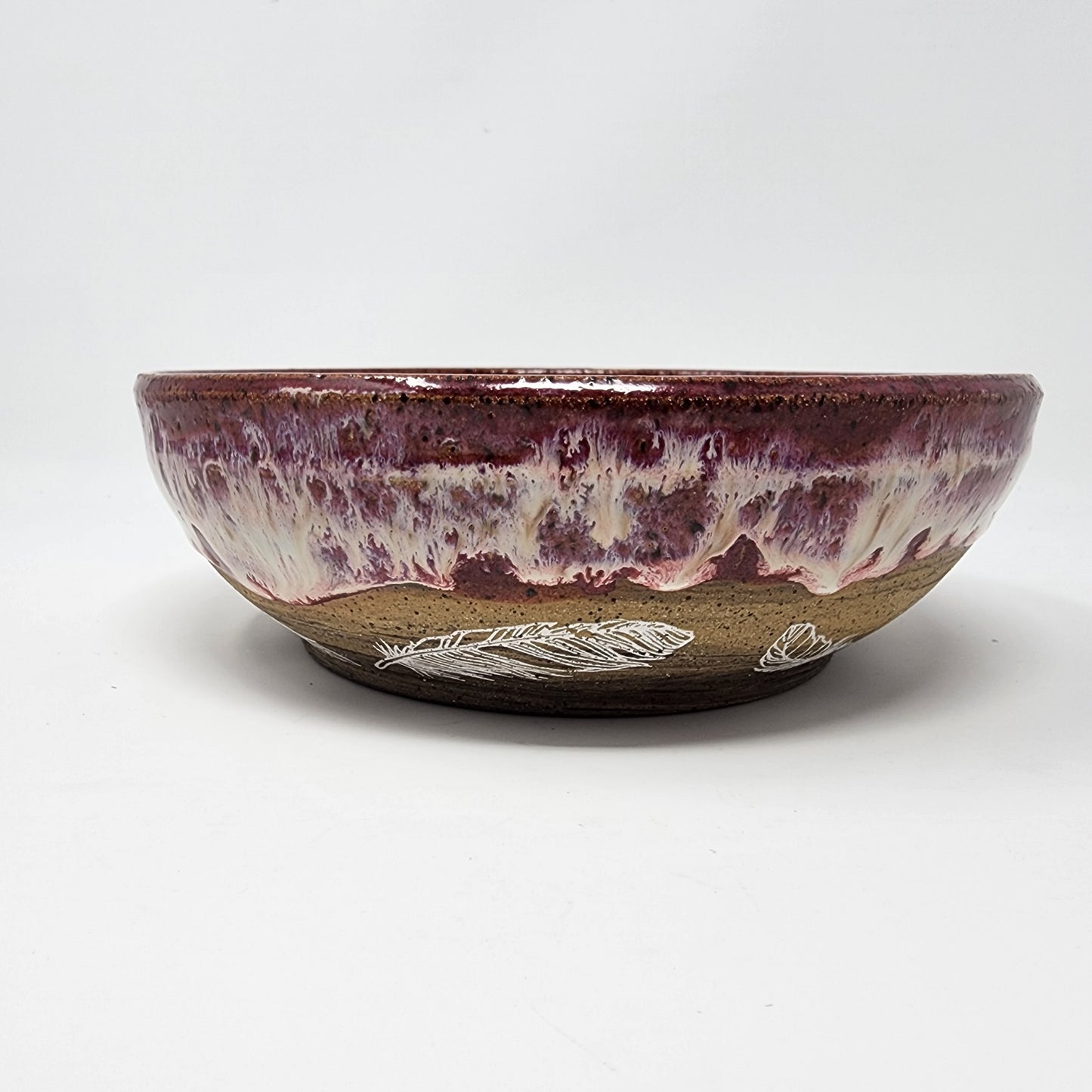 Feather Red and white Glazed Bowl