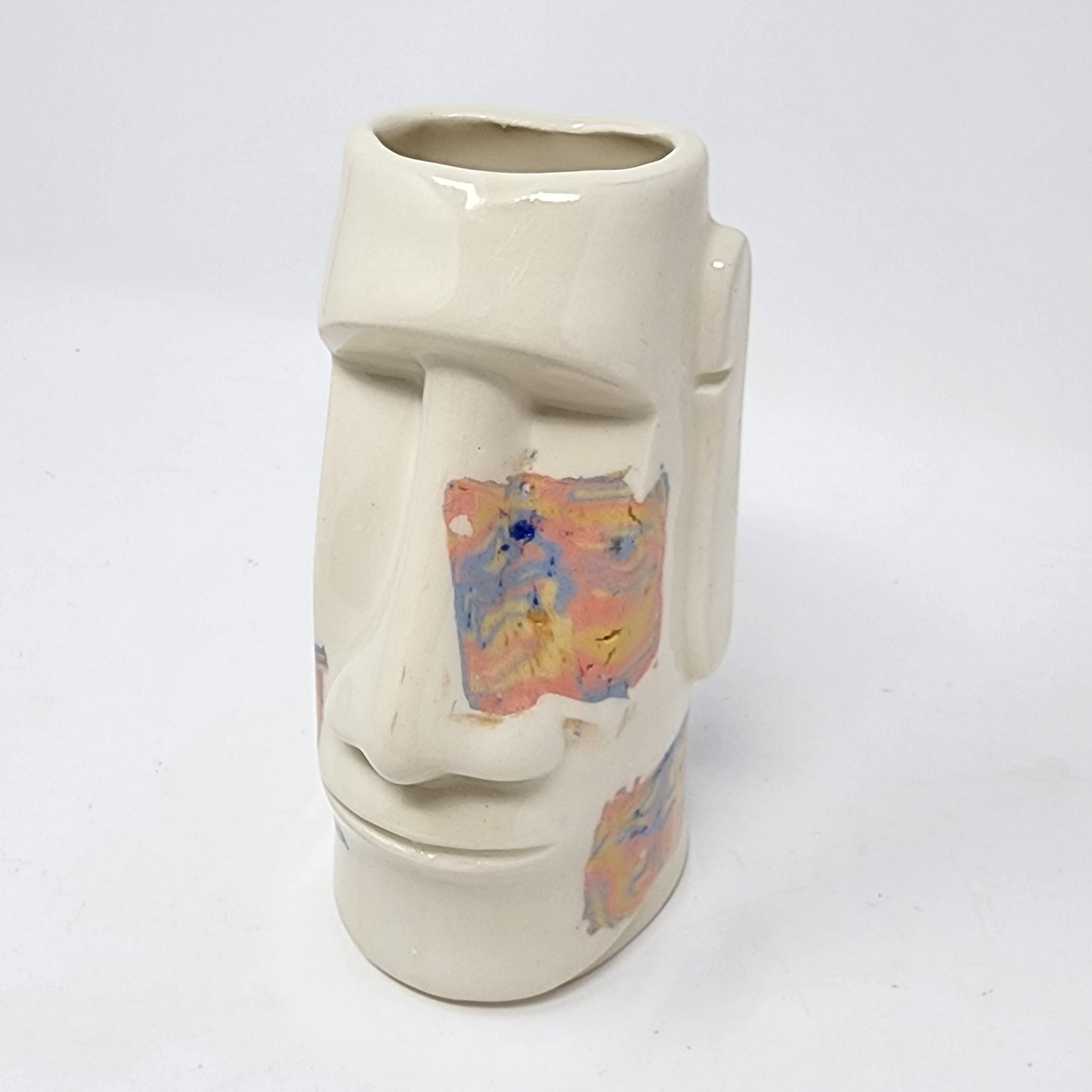 Easter Island White and Pink Decor Vase