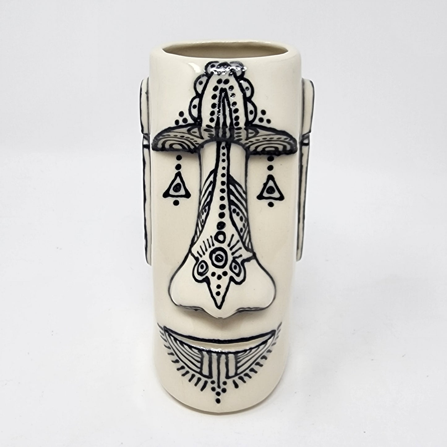 Easter Island White and Black Decor Vase