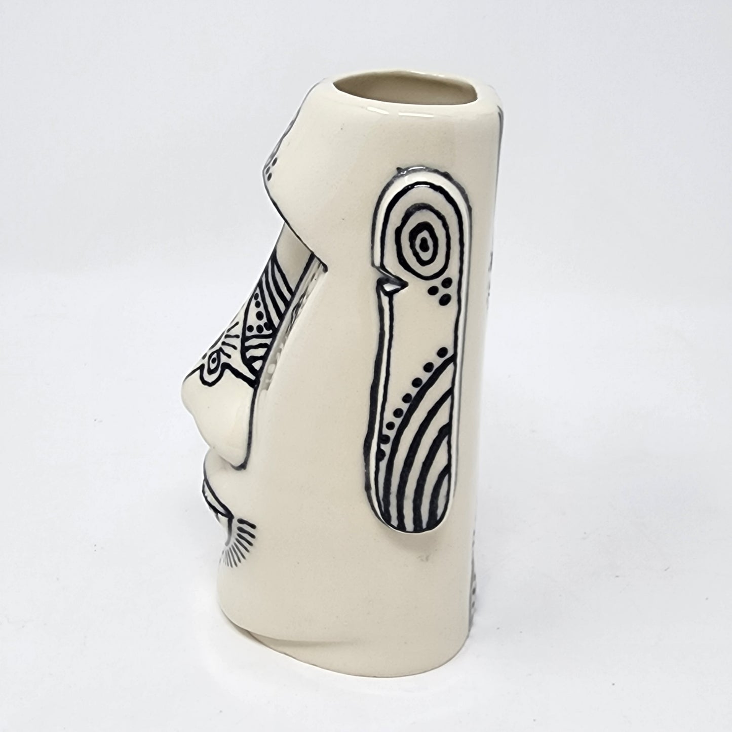 Easter Island White and Black Decor Vase