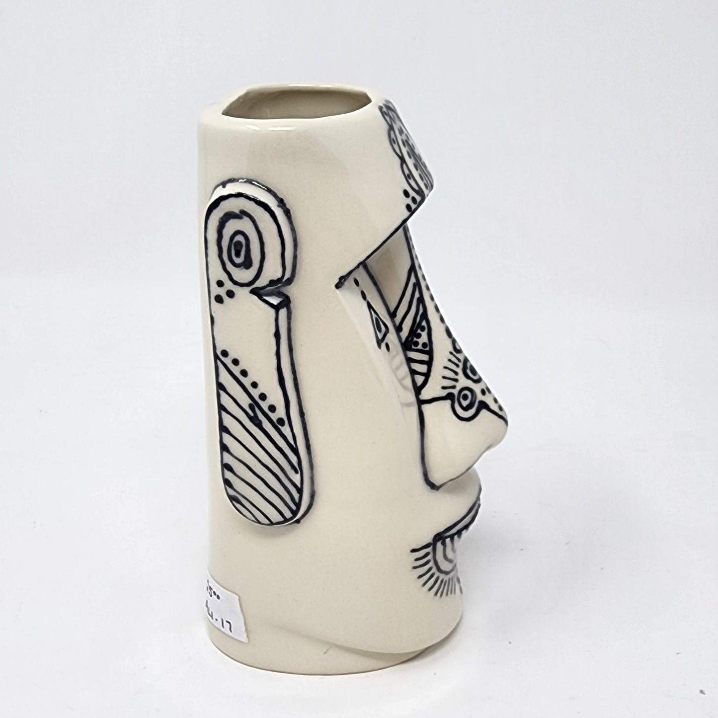 Easter Island White and Black Decor Vase