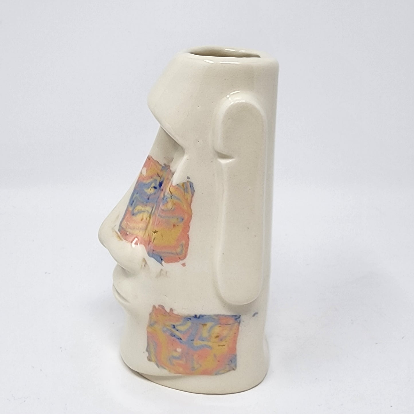 Easter Island White and Pink Decor Vase