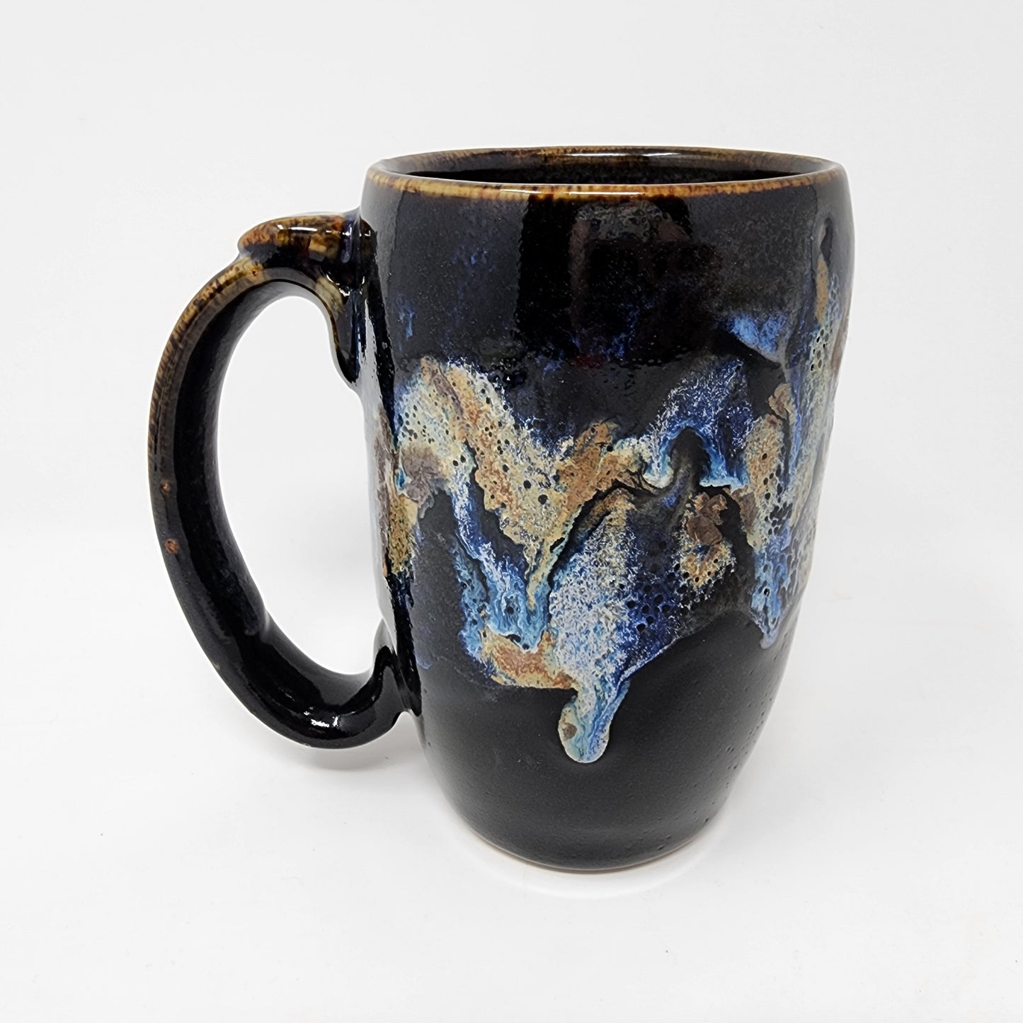Black Glazed Mugs with Abstract Design