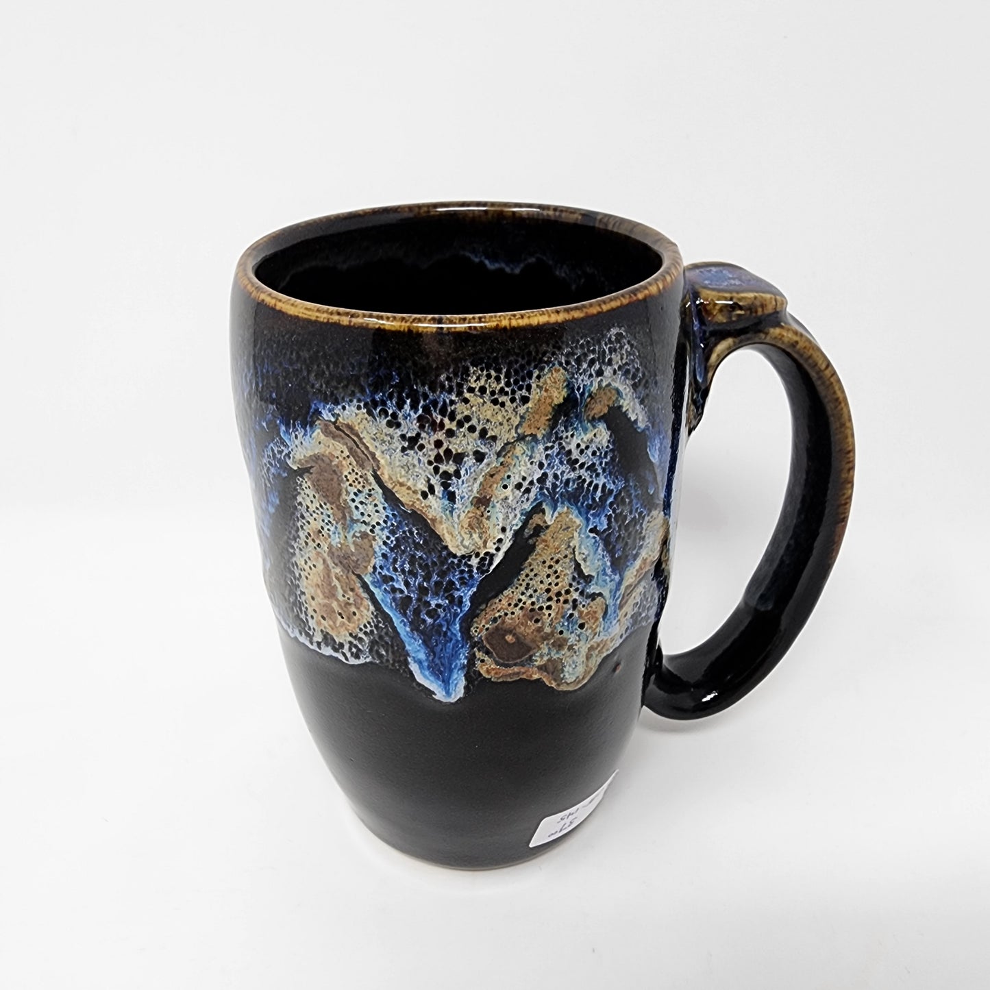 Black Glazed Mugs with Abstract Design