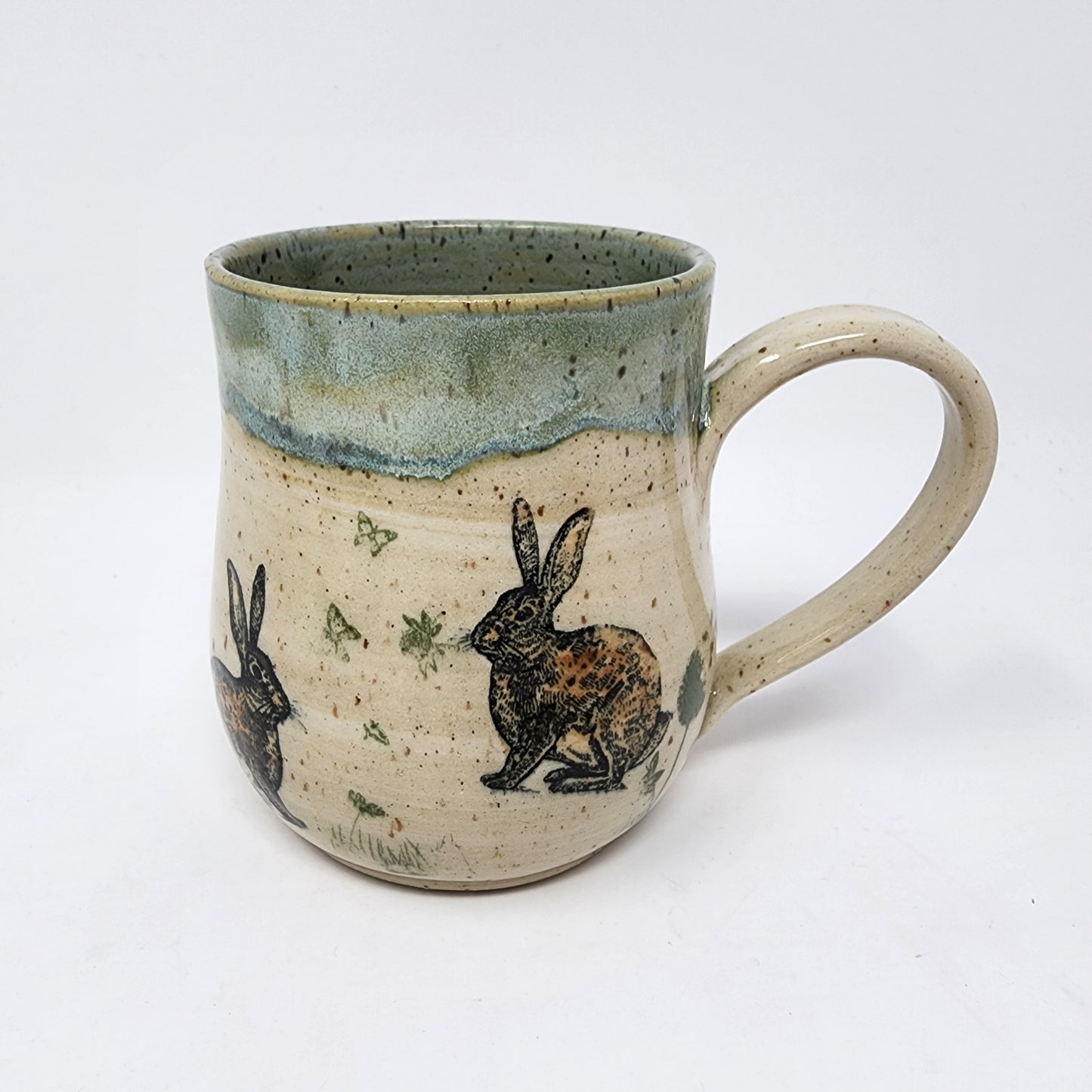 Blue Glazed Rim Bunny Mug