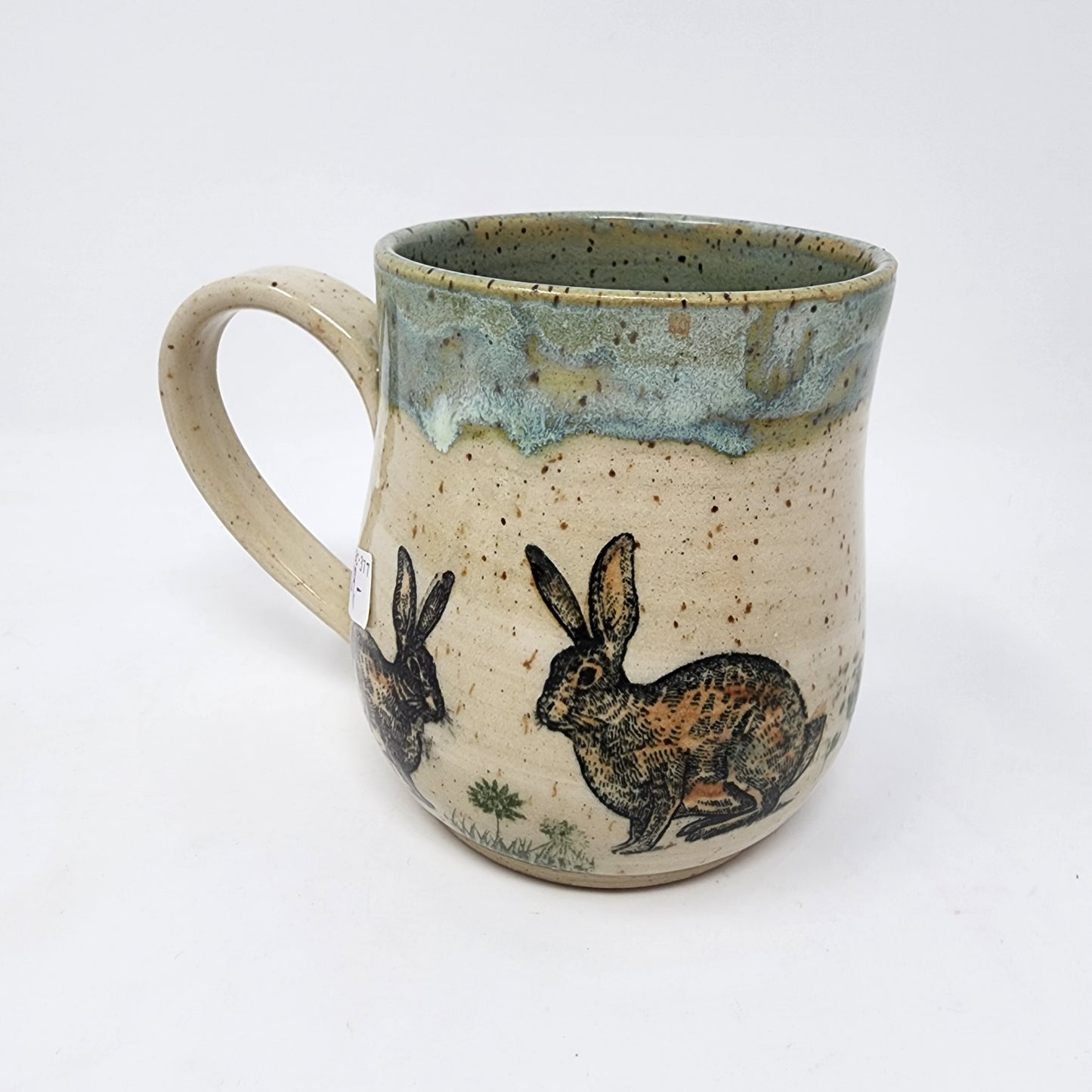 Blue Glazed Rim Bunny Mug