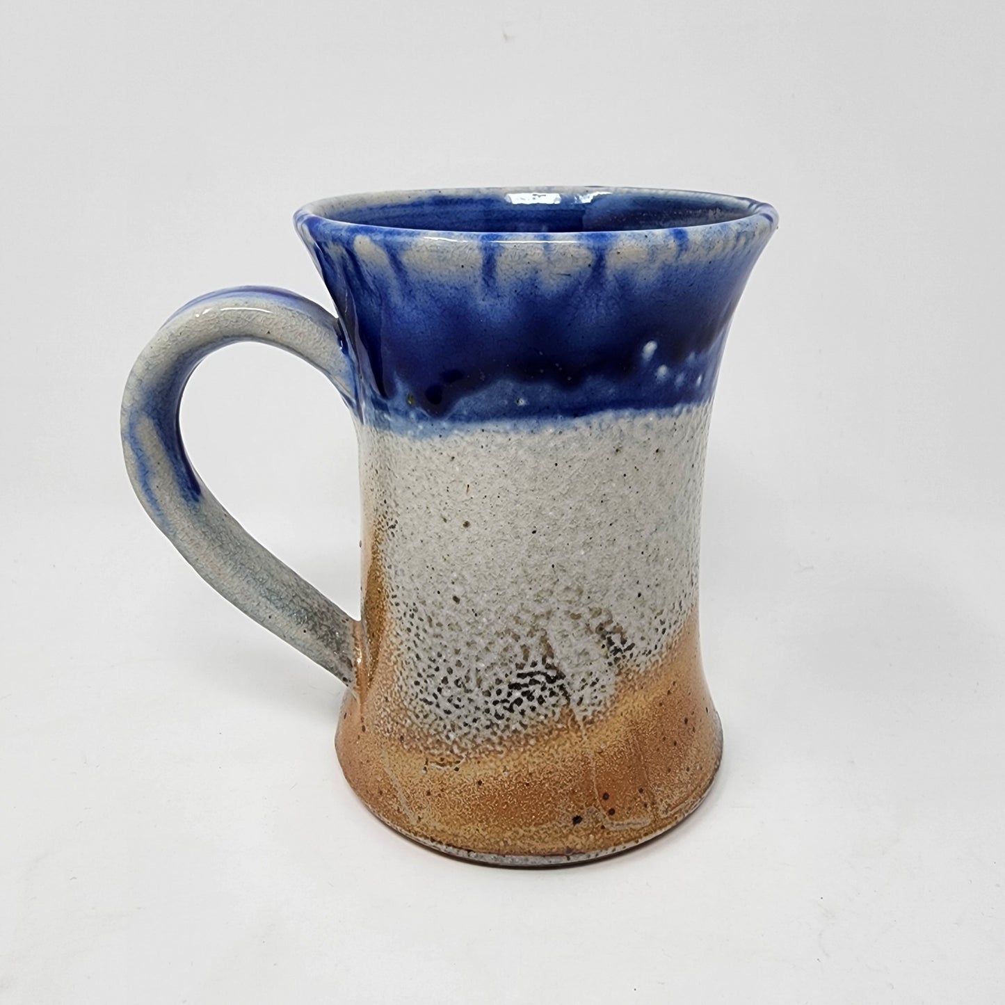 Large Soda Fired Blue and White Textured Mug