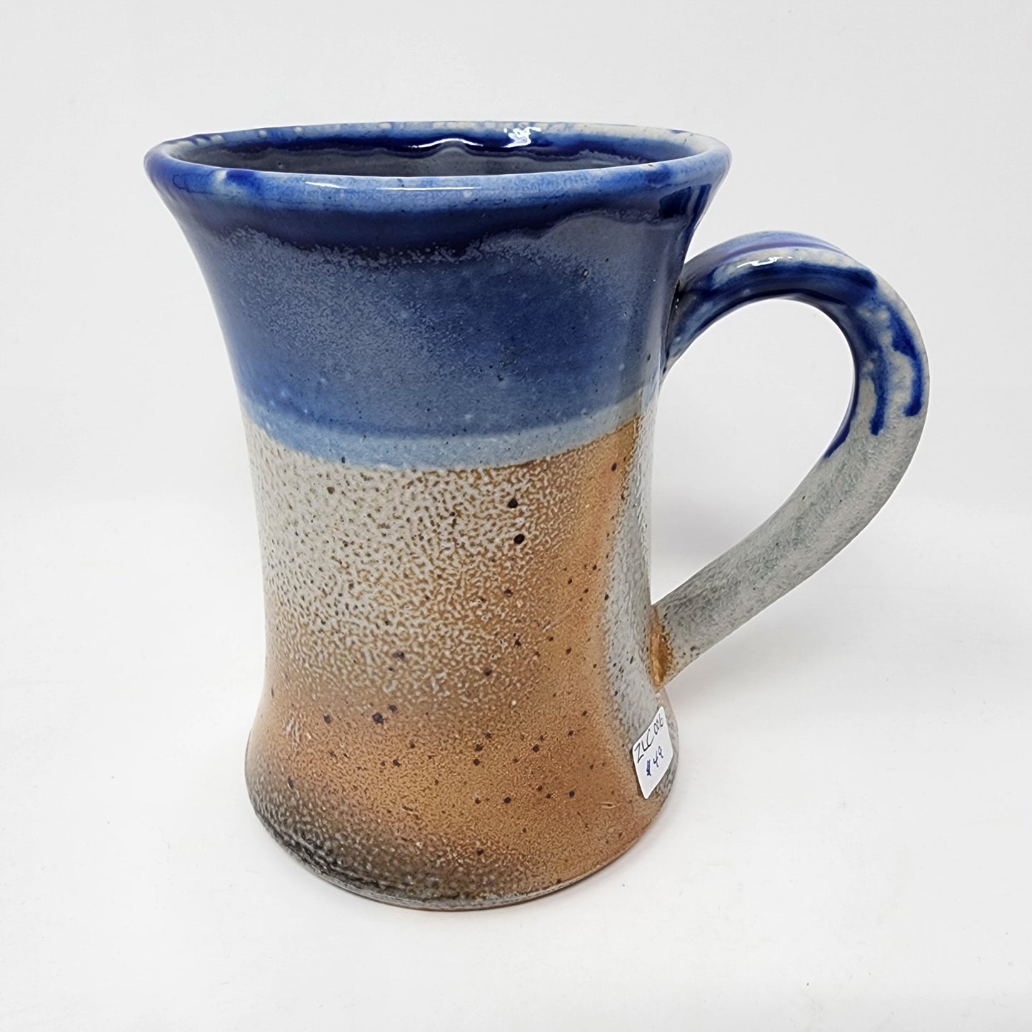 Large Soda Fired Blue and White Textured Mug