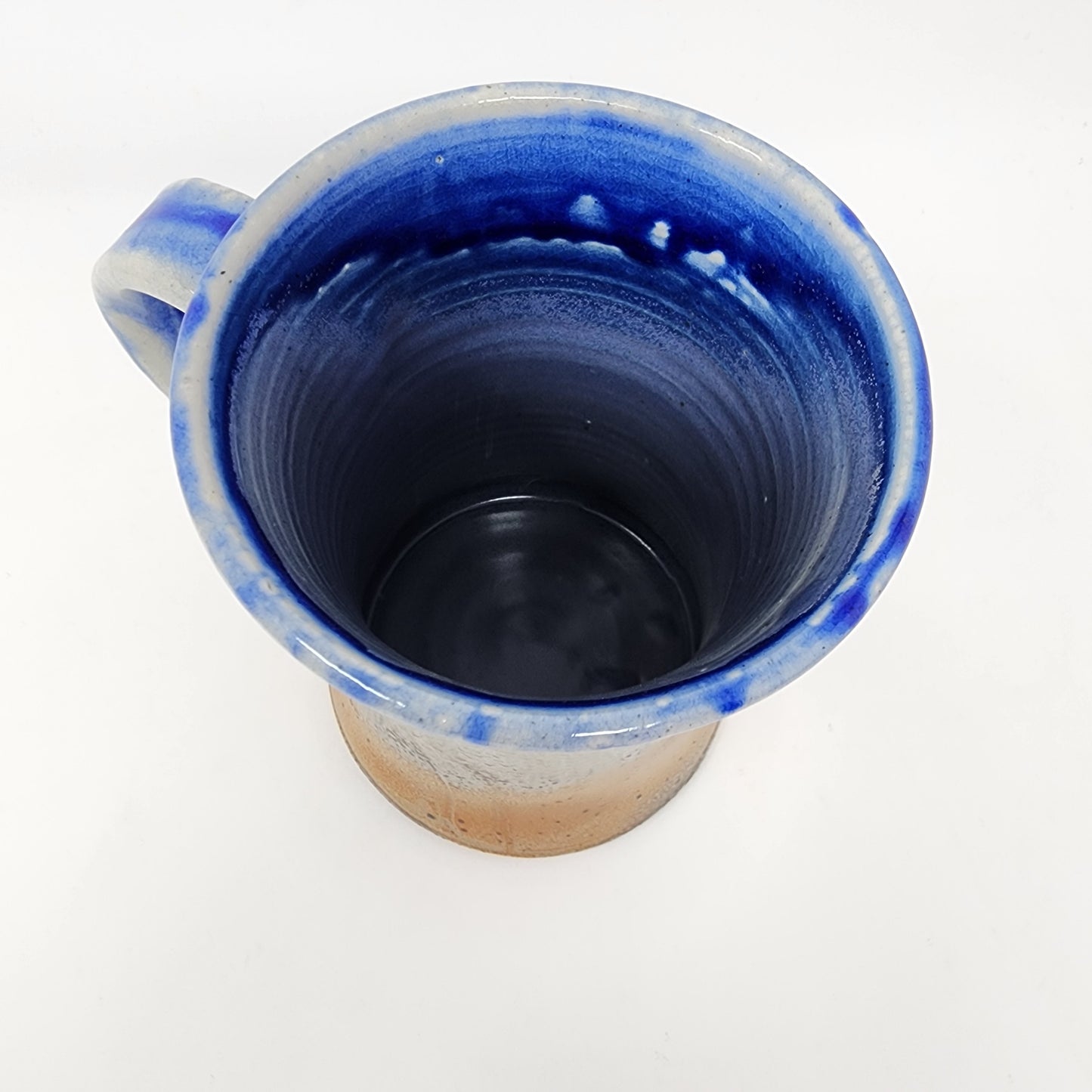 Large Soda Fired Blue and White Textured Mug