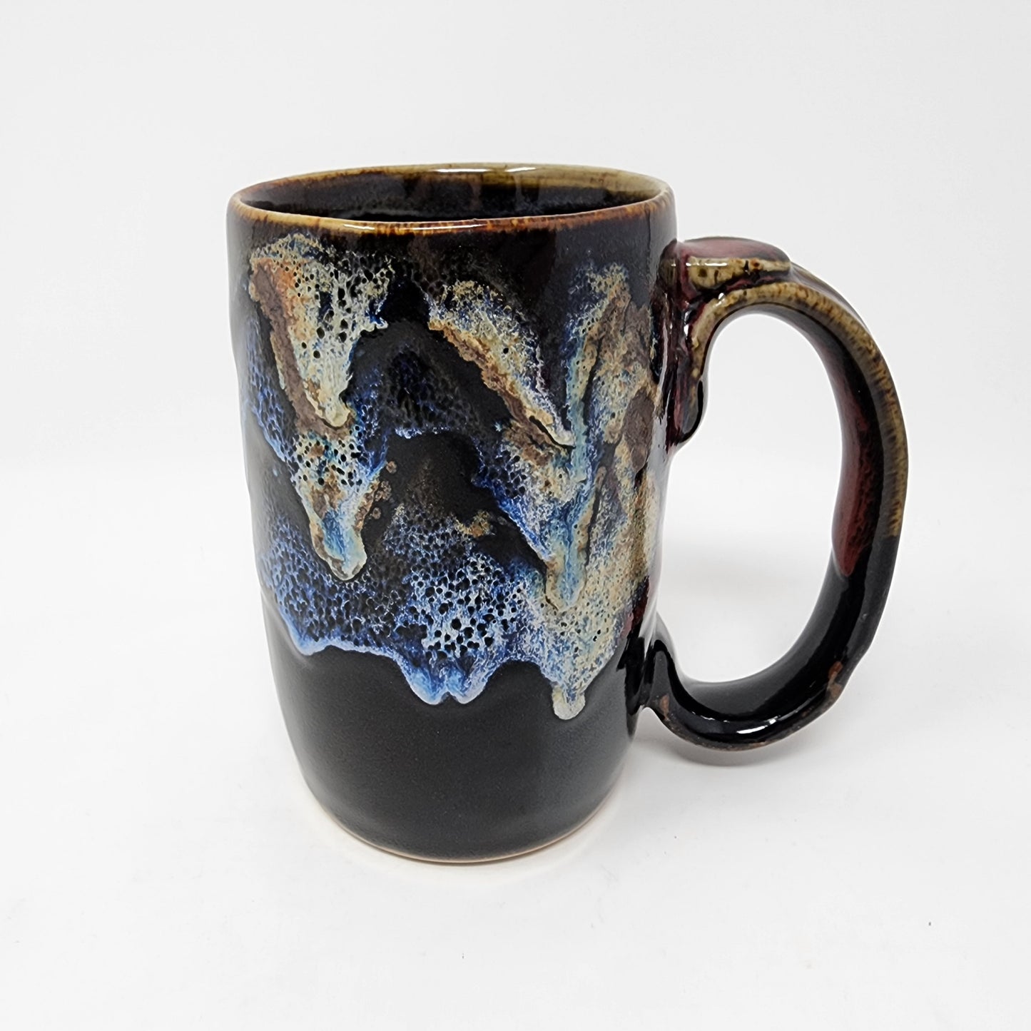 Black Glazed Mugs with Abstract Design