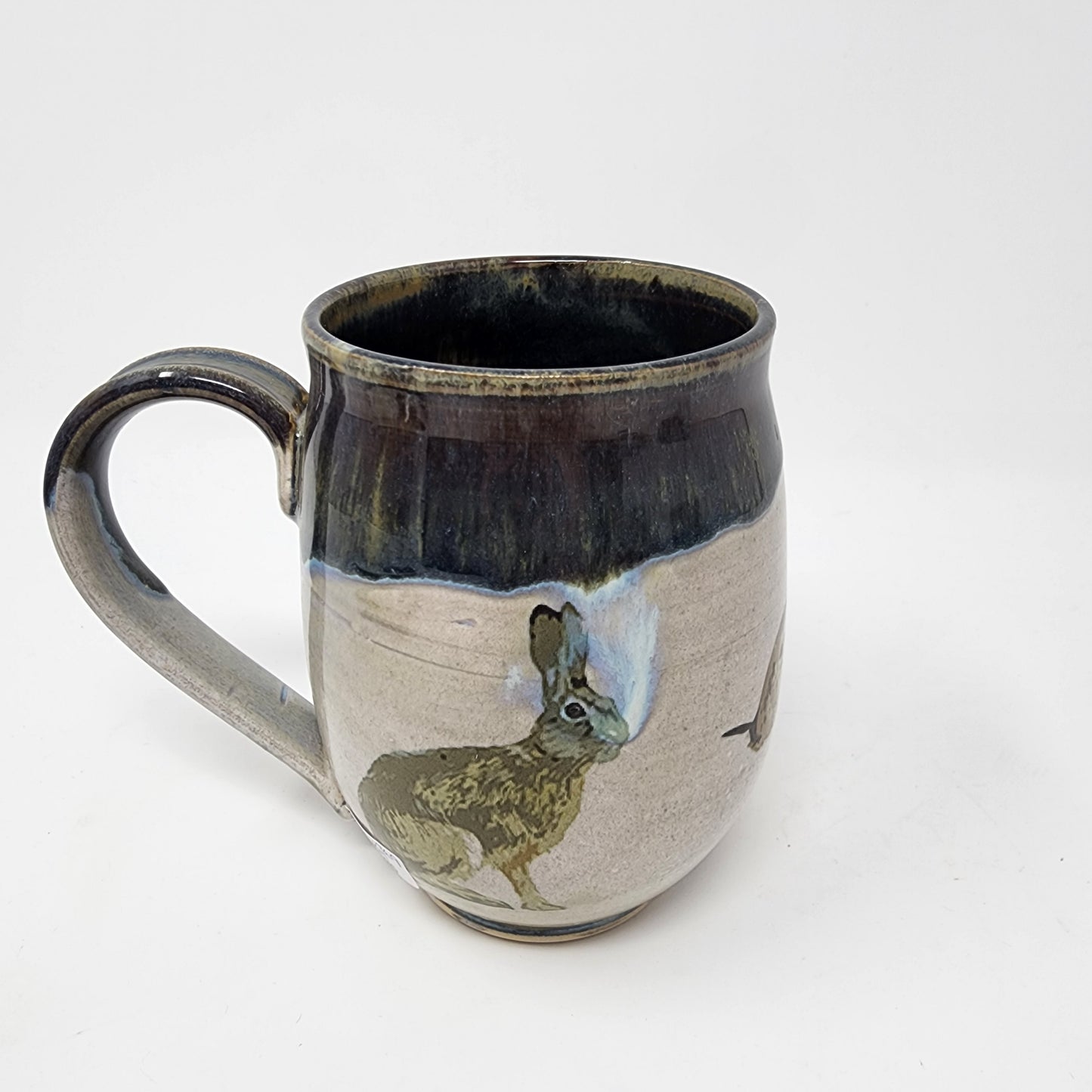 Black Beige Dripped Glaze Rabbit Mug
