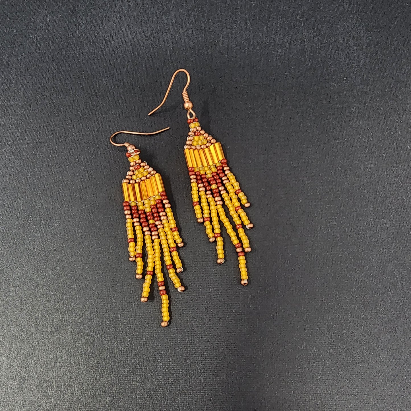 Orange and Red Beaded Earrings
