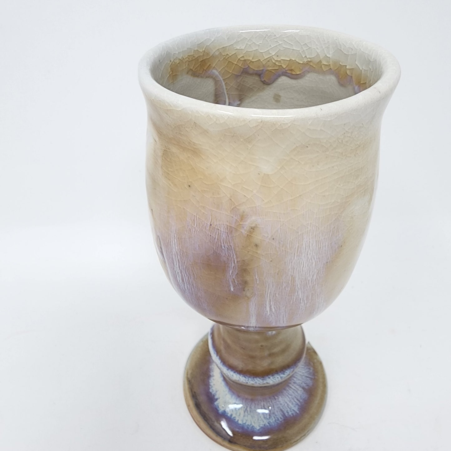 Cream Iridescent Wine Goblet