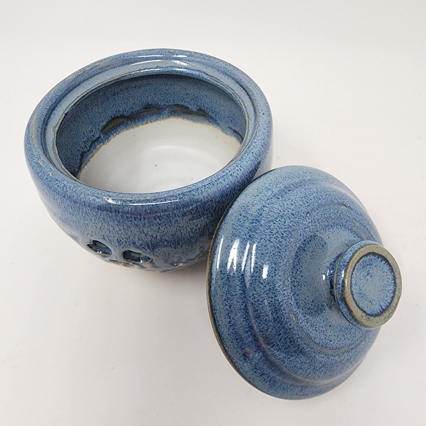 Blue Glaze Garlic Holder