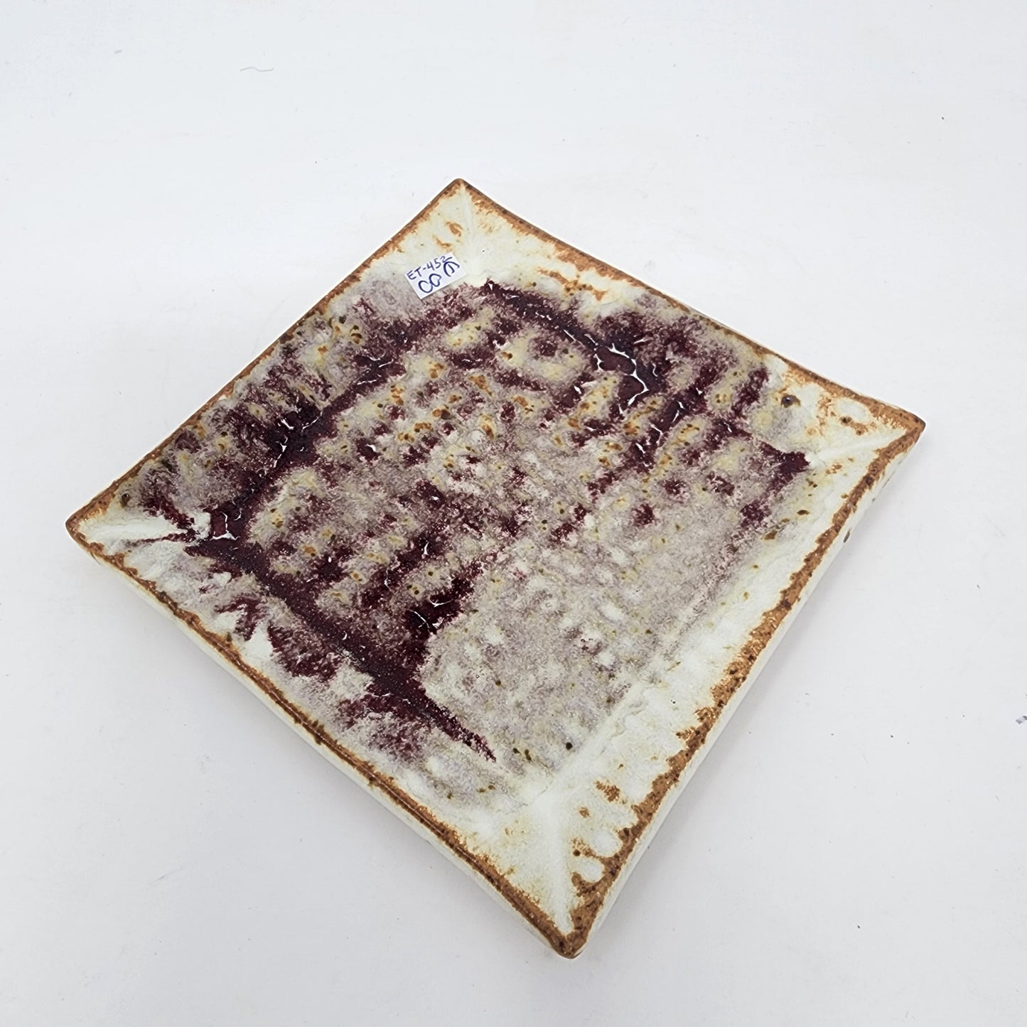 Maroon and Cream Square Plates Small