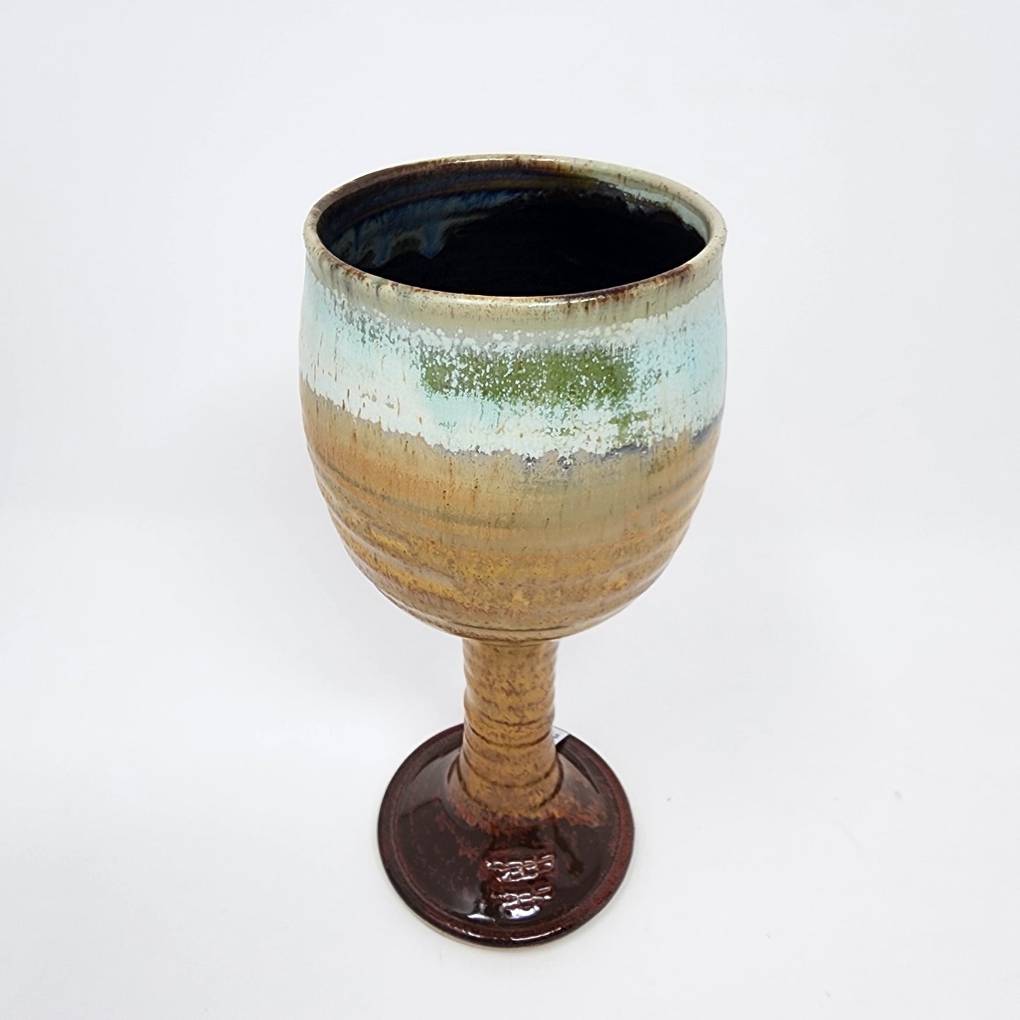 Icy Blue and sandstone colored Wine Goblets