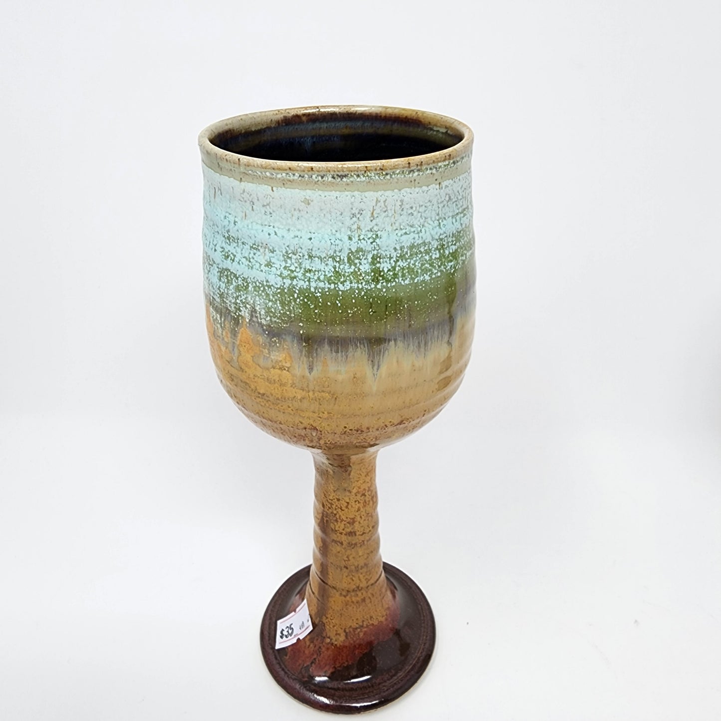 Icy Blue and sandstone colored Wine Goblets