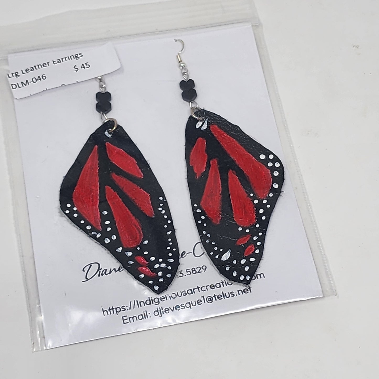 Leather Butterfly Earrings Large