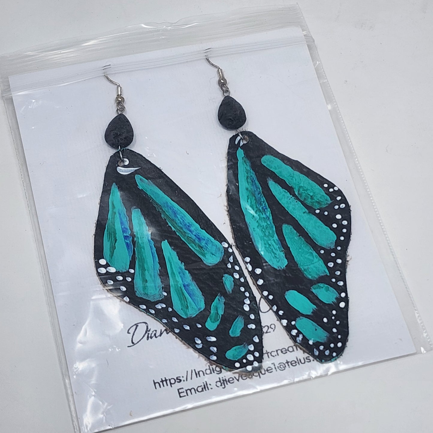 Leather Butterfly Earrings Large