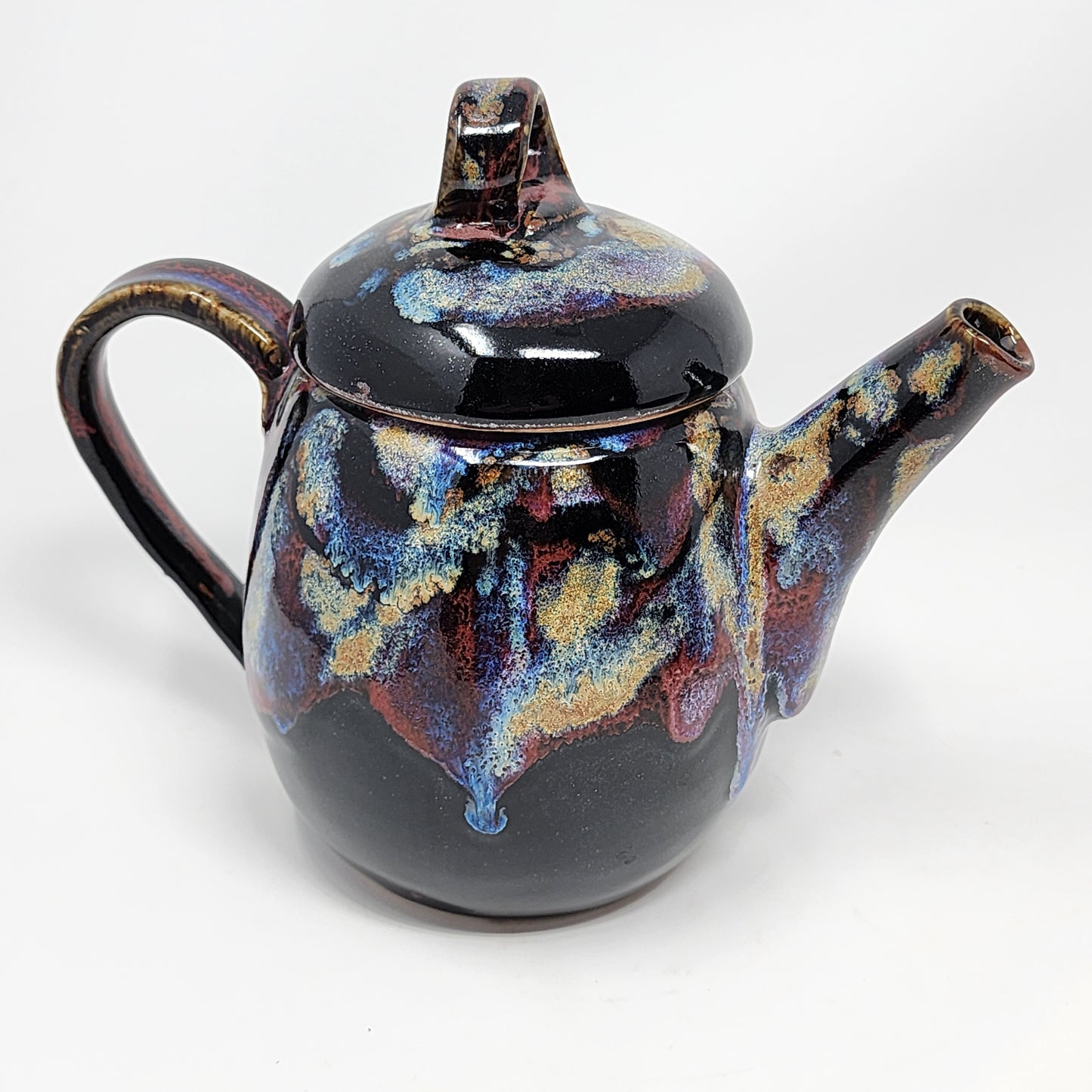 Black Gold and Blue Teapot
