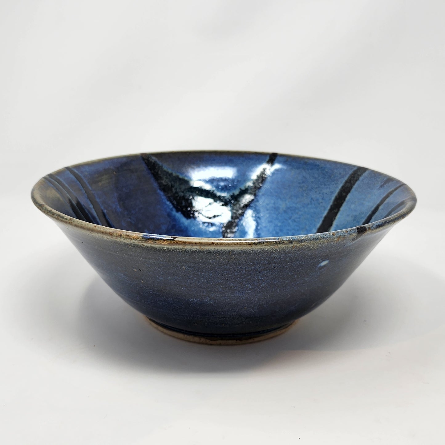 Blue with Black Glaze Design Serving Bowl