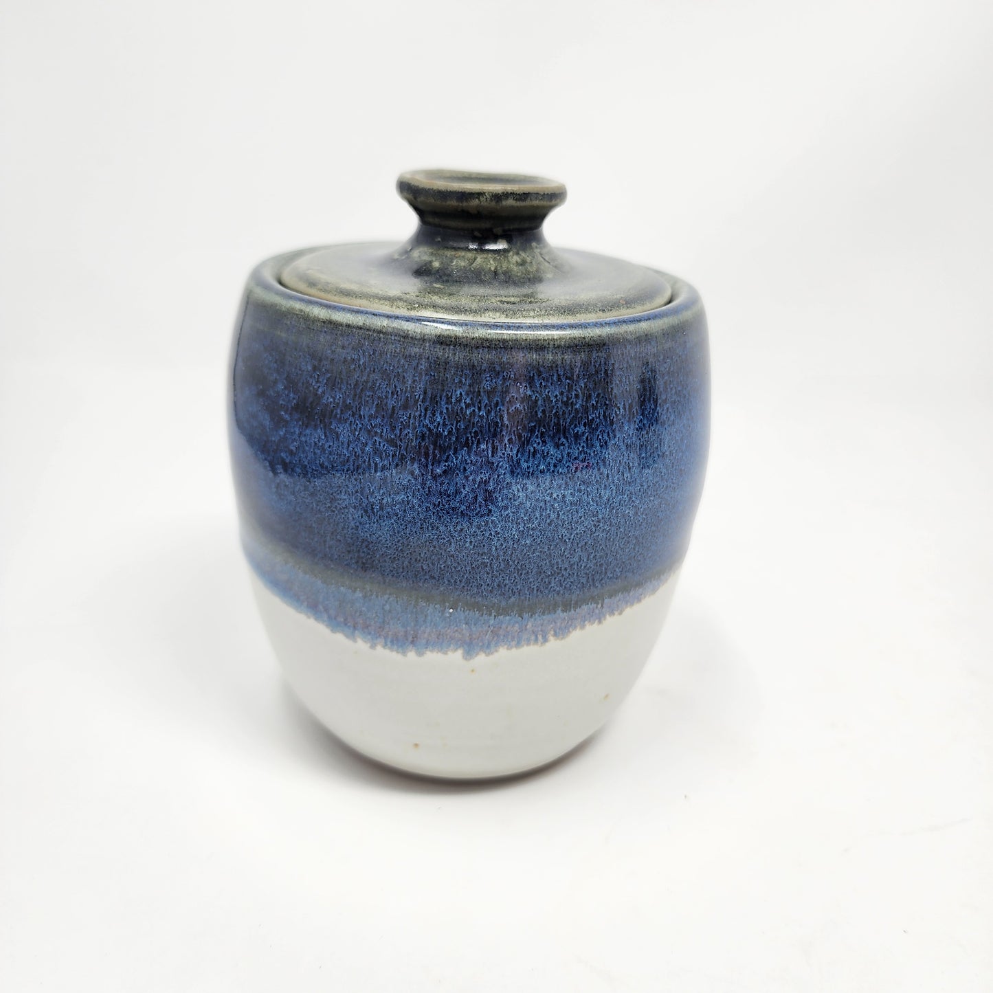 Blue and White Garlic Container