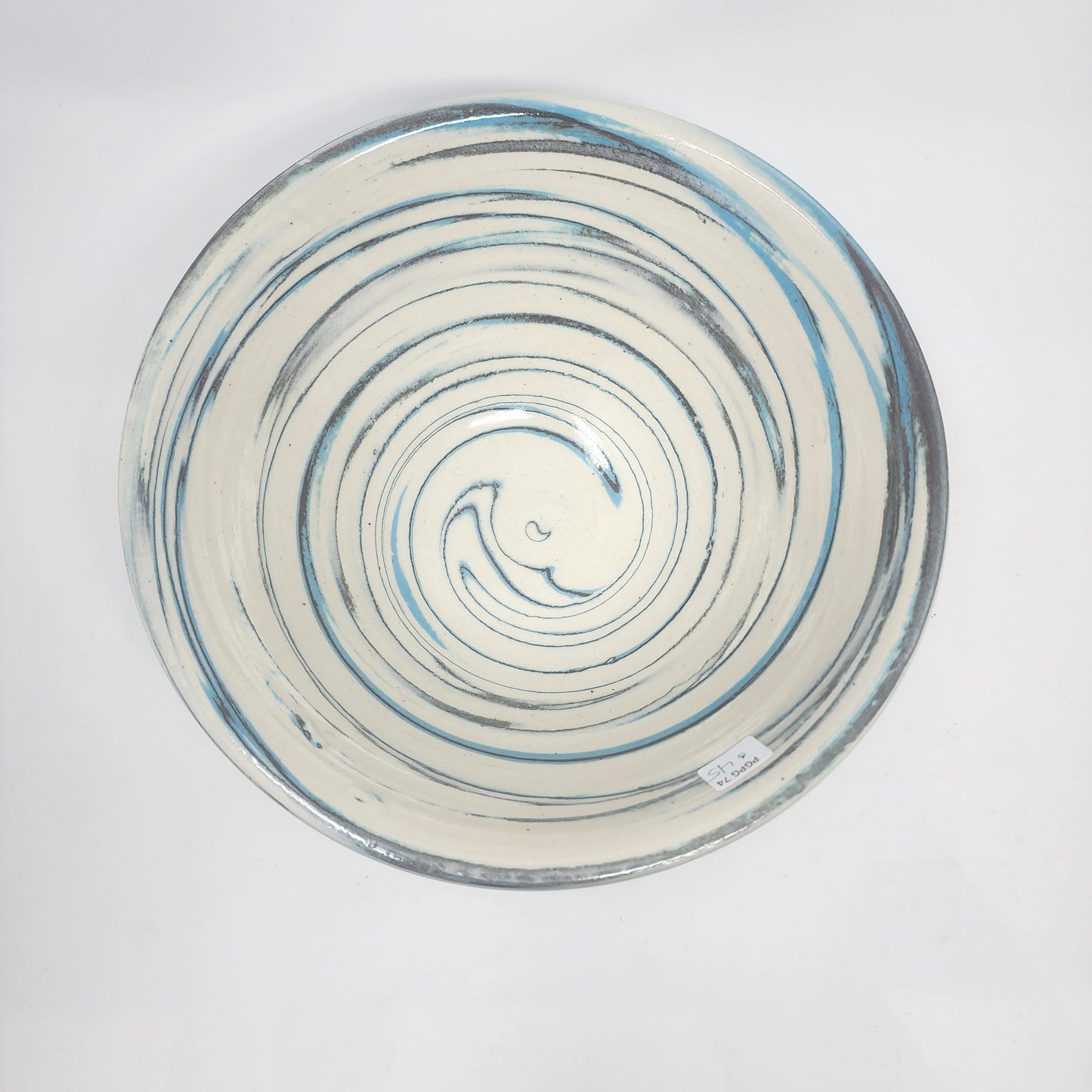 White, Gray and Light Blue Swirl Large Bowl