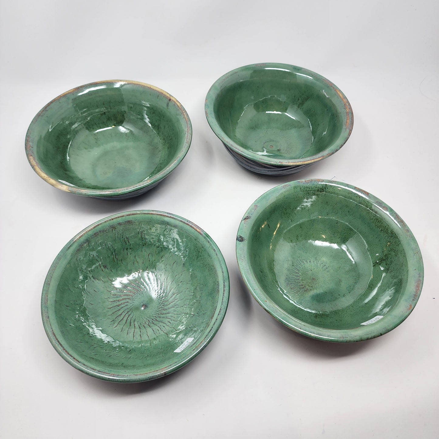 Green Soup Bowls with Blue Sides
