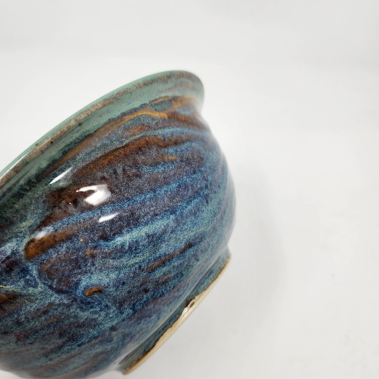 Green Soup Bowls with Blue Sides