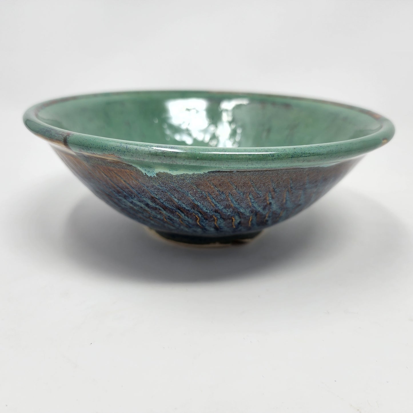 Green Soup Bowls with Blue Sides