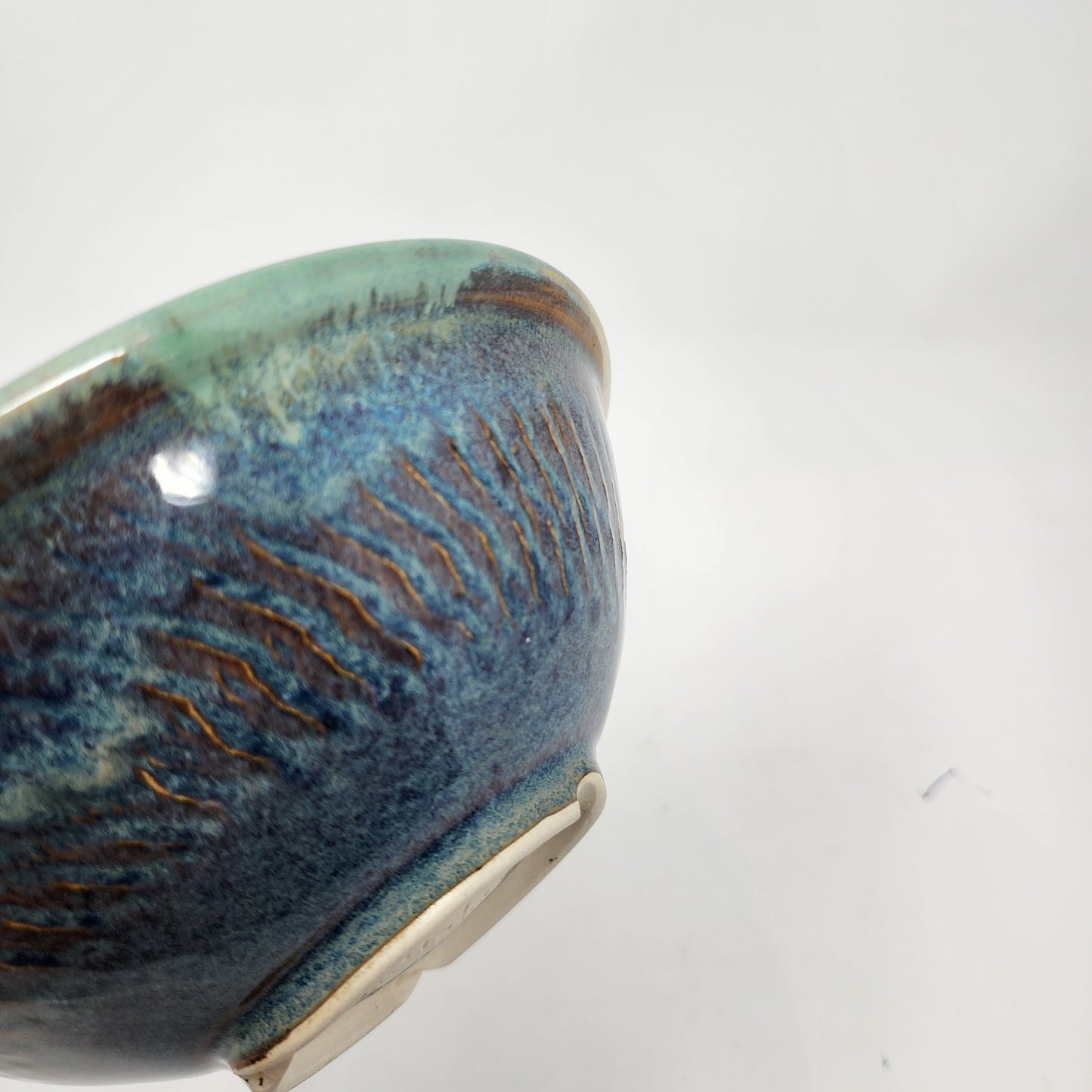 Green Soup Bowls with Blue Sides