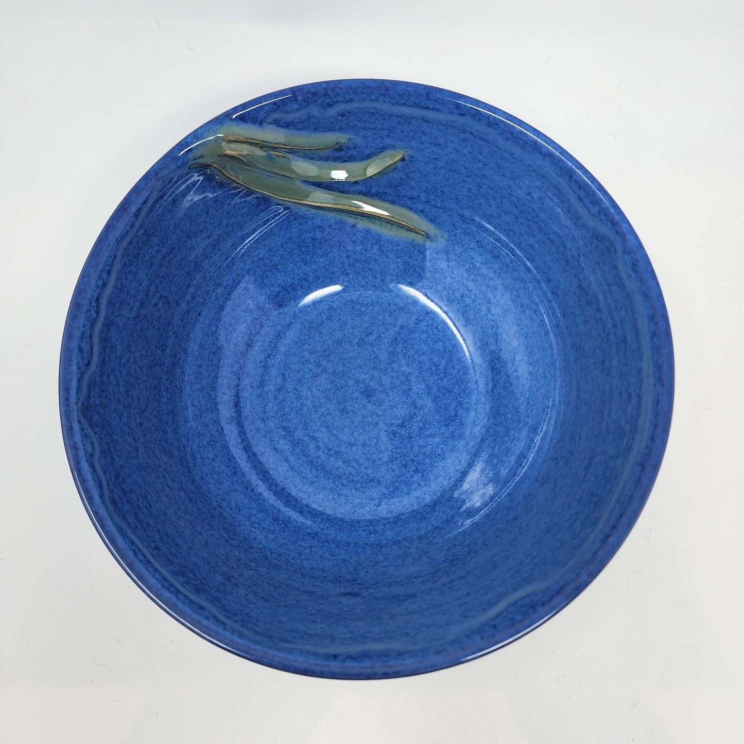 Blue Bowl with Textured Leaf Design