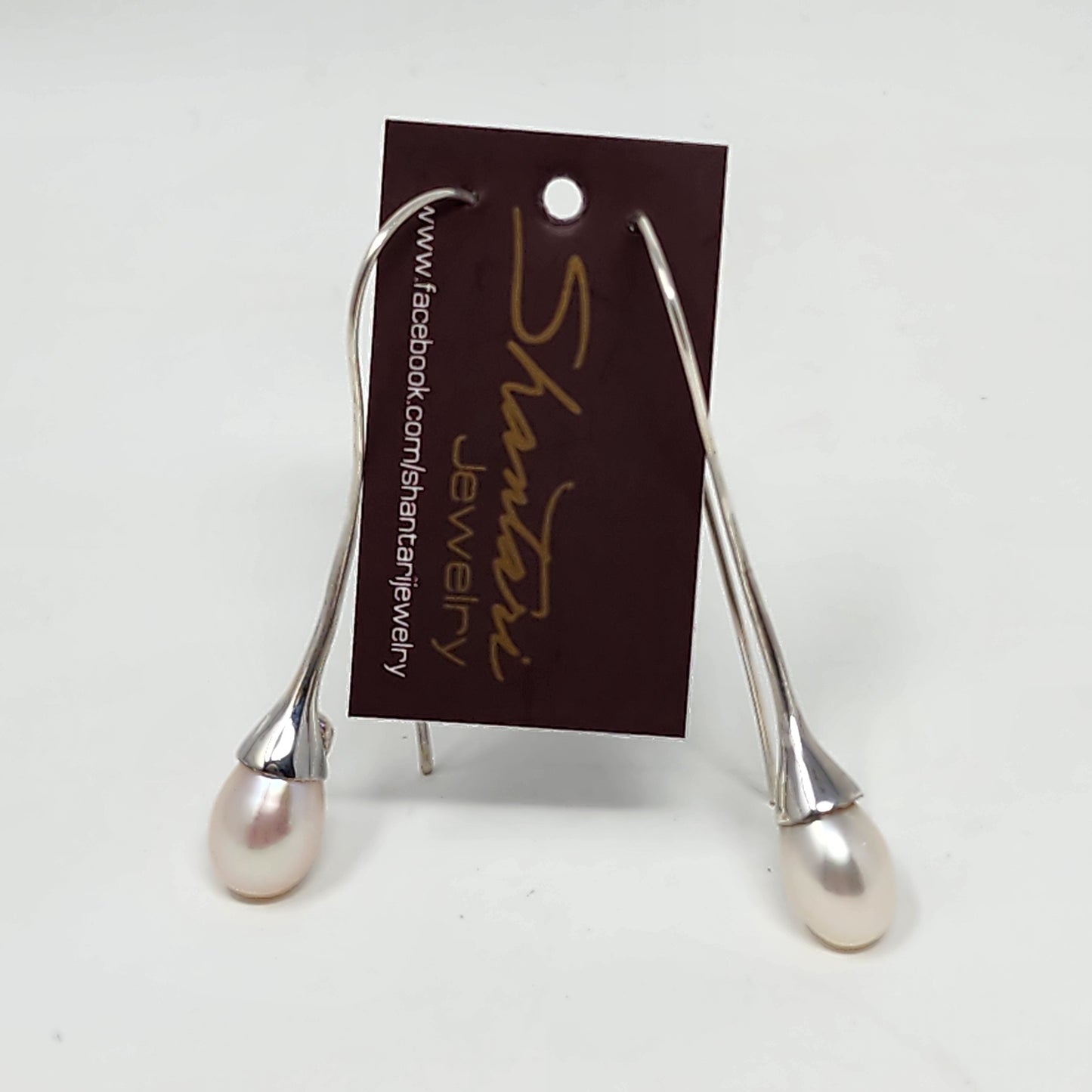 Long Pearl Silver Earrings