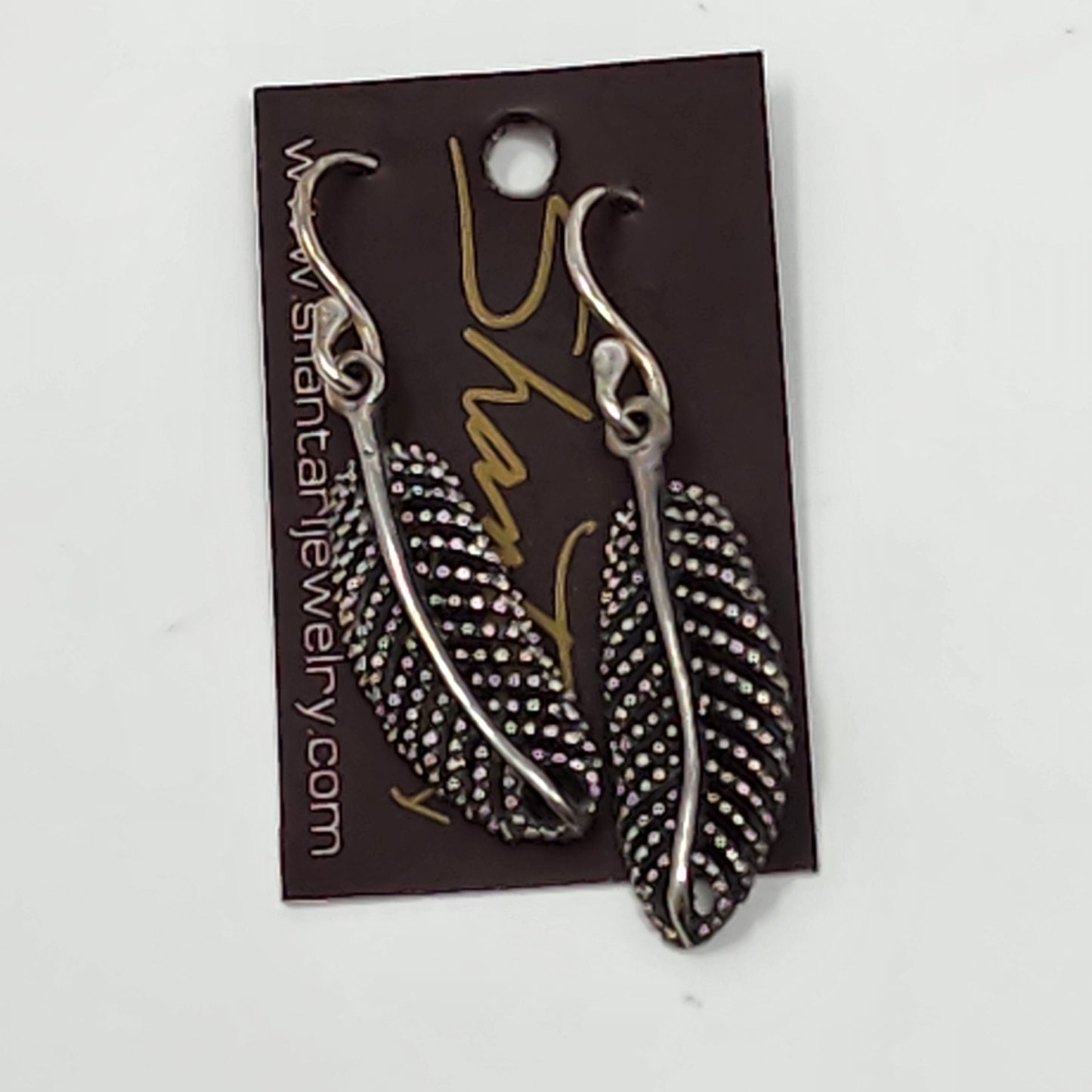 Woven Silver Feather Earrings