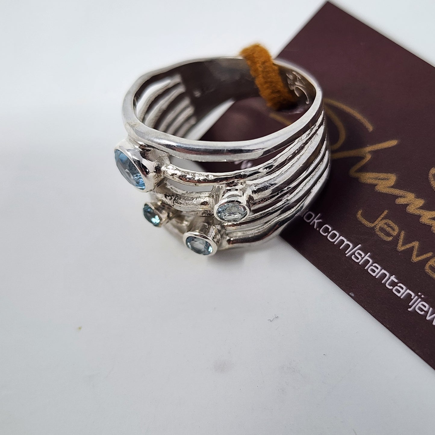 Silver band with Zirconia Stones