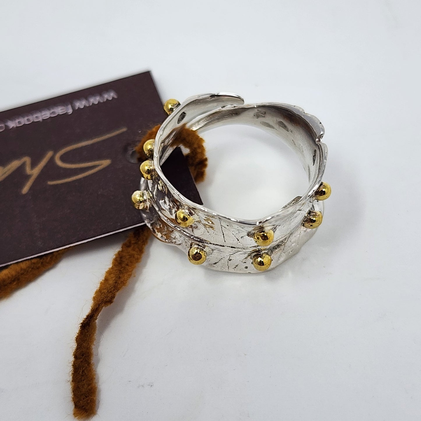 Leaf Wrap Silver Ring with Zirconia Drop Stones