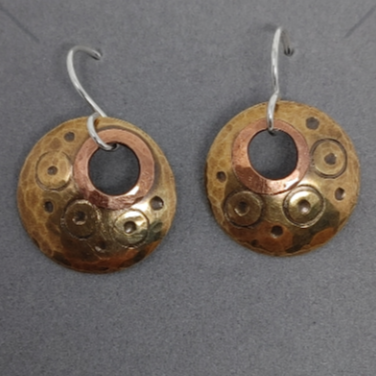 Earrings - Patterned Brass