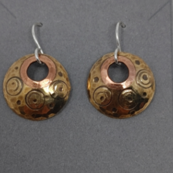Earrings - Patterned Brass