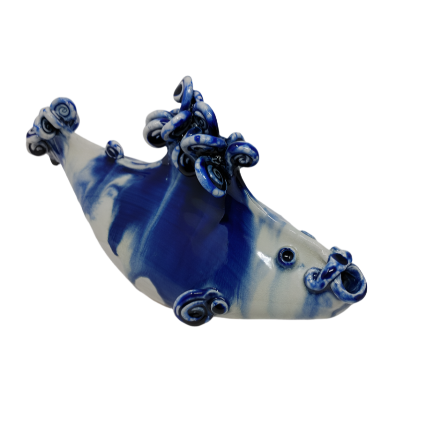 Soda Fired Fish-Dark Blue