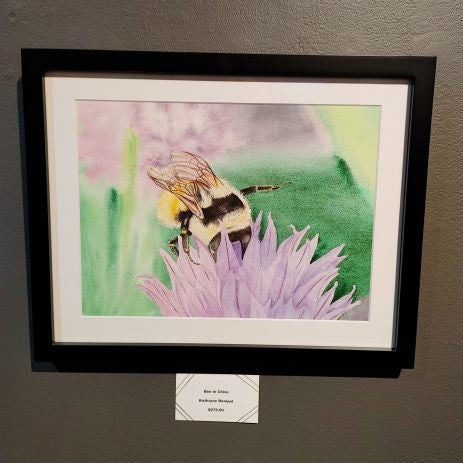 Bee in Chive - Watercolor