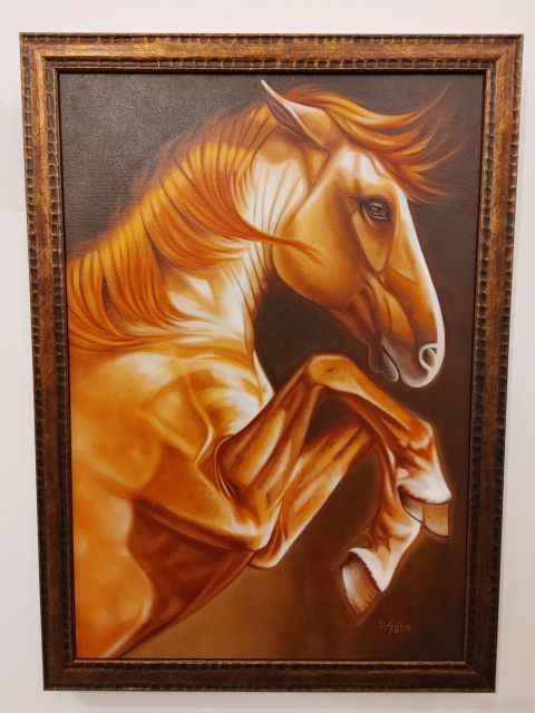 Red Carousal Horse - Oil Painting on Canva