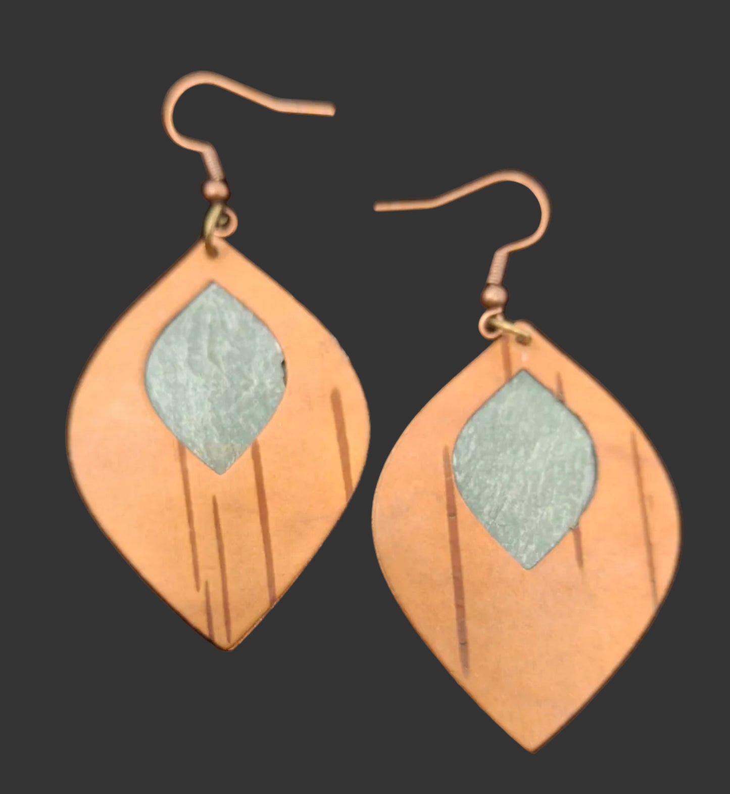 Earrings - Birch Bark with shale inlay