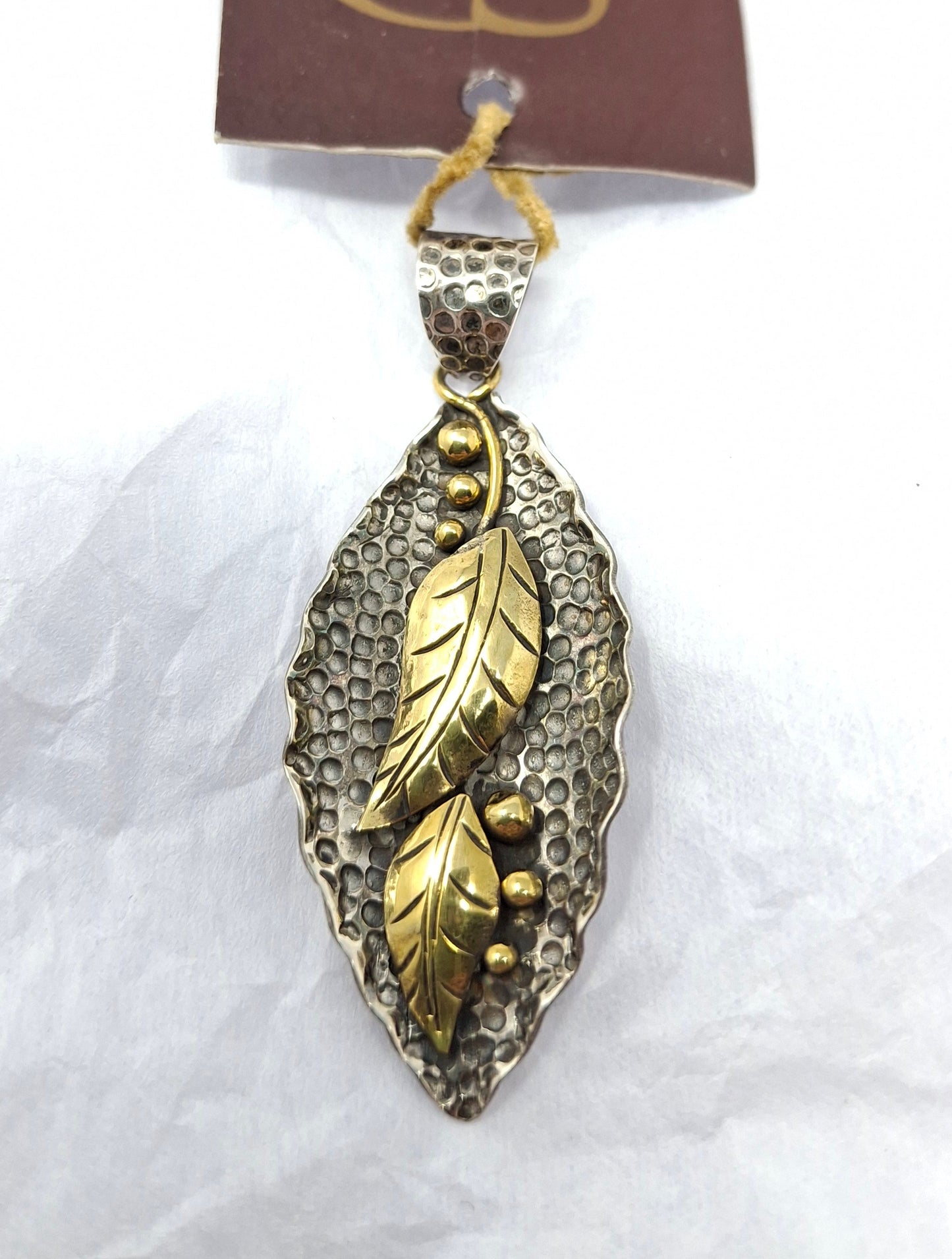 Pendant - silver leaf with bronze leaves