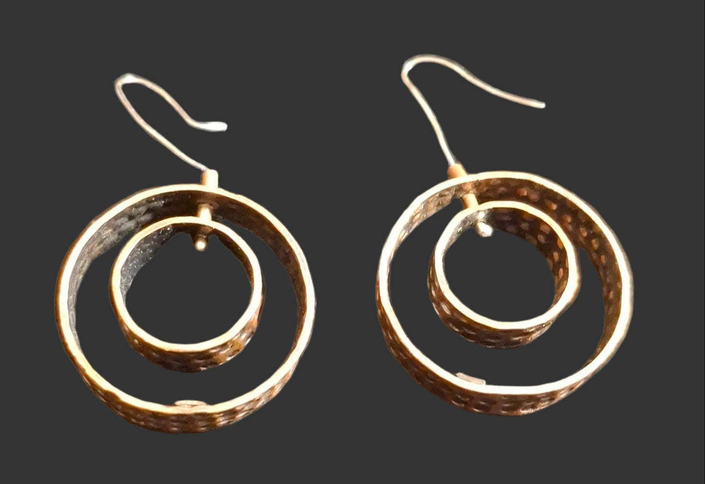 Copper double loop earrings