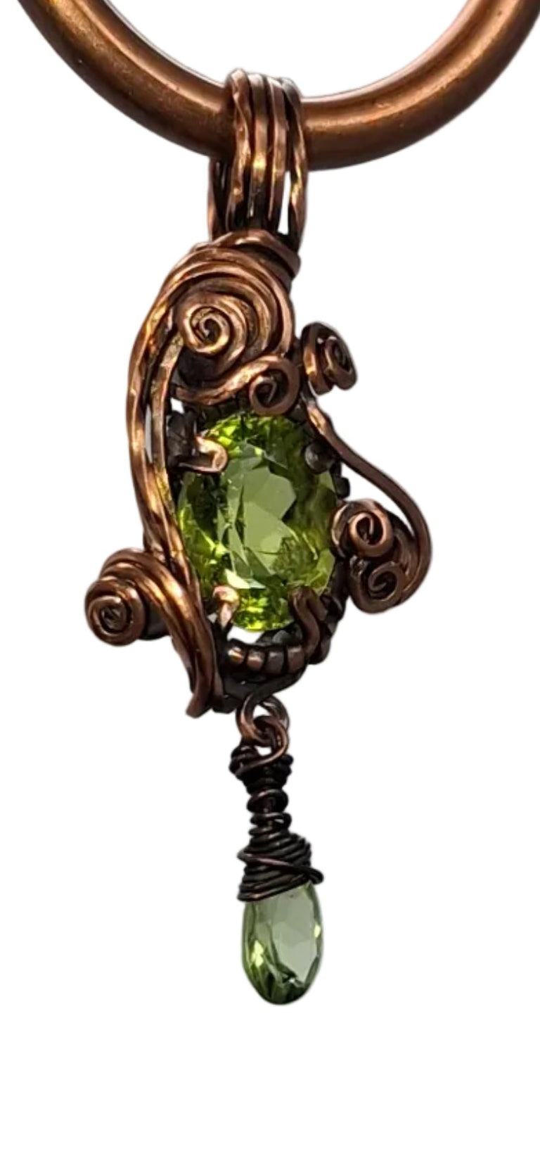 Copper necklace with peridot
