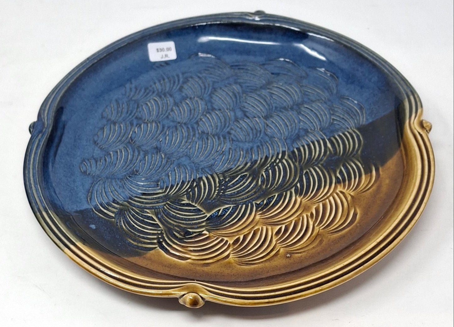 Textured Plate - blue and brown